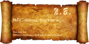 Nádassy Barbara névjegykártya